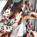 Summer Women Cherry Print Bandage Bikini Set