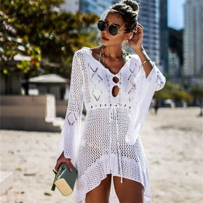 Women White Lace Tunic Beach Clothing Models